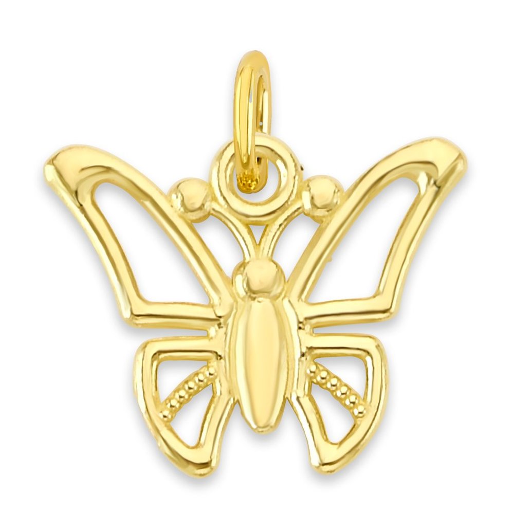 Solid 14k Gold Butterfly Charm for Bracelet - Mini Animal Jewelry
